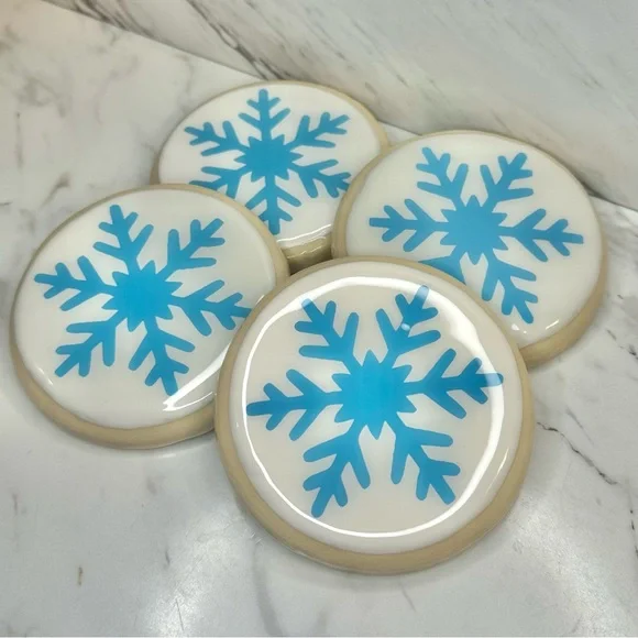 Snowflake Sugar Cookie Coasters - Handmade – Set of 4 - Picture 5 of 9